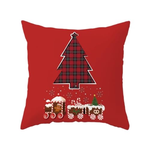 Home Kissen Weihnachten Sofakissen Rot Kissen Nordic Neujahr Kissenbezug Urlaub Dekoration Sofa Wohnzimmer Rückenlehne Kissen(H,40x40cm) von WANGWANGDUI