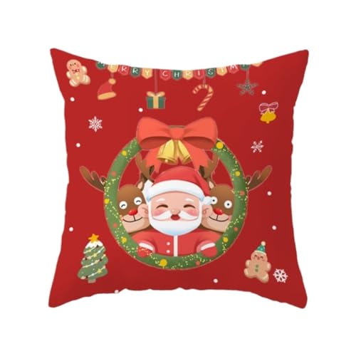 Home Kissen Weihnachten Sofakissen Rot Kissen Nordic Neujahr Kissenbezug Urlaub Dekoration Sofa Wohnzimmer Rückenlehne Kissen(K,40x40cm) von WANGWANGDUI