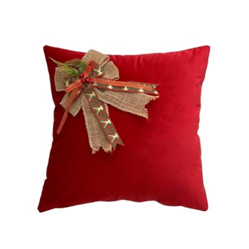 Home Kissen Weihnachten Urlaub Dekorative Kissen Flanell Bowknot Sofa Kissen Abdeckung Kissenbezug Wohnzimmer Dekorative Kissen Kissen(Rot) von WANGWANGDUI