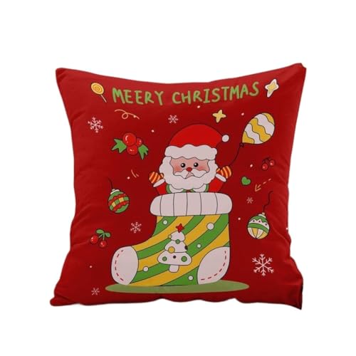 Home Kissen Weihnachtskissen Rot Festliches Kissen Schlafzimmer Wohnzimmer Sofa Kissen Kissen Weihnachtsschmuck Weihnachtsgeschenk Kissen(E,50 * 50cm) von WANGWANGDUI