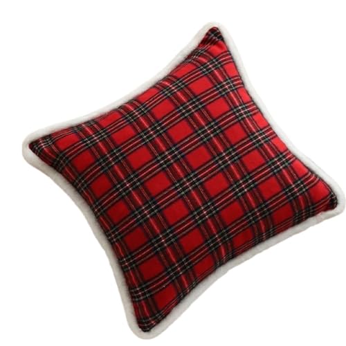 Startseite Kissen Retro Amerikanisches Weihnachtskissen Winter Imitation Kaninchenfell Wohnzimmer Sofa Plüsch Seitenkissen Weihnachtskissen(Rot) von WANGWANGDUI