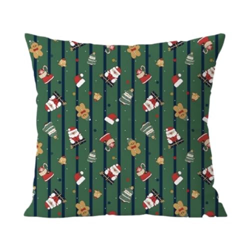 WANGWANGDUI Plüschkissen Weihnachten Schneemann Kissenbezug Home Urlaub Geschenk Kissen Wohnzimmer Sofa Dekorative Kissen Quadratischen Kissenbezug Kissen(Green,35X35cm) von WANGWANGDUI