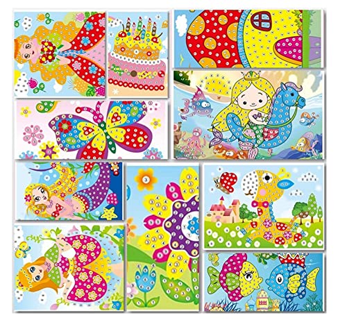 WANLIAN 10 Stück Klebrige Mosaik Set Aufkleber für Kinder Kunst Bastelset DIY handgefertigte Kunst Kinder DIY Malerei für Malerei Handwerk Ausbildung von WANLIAN