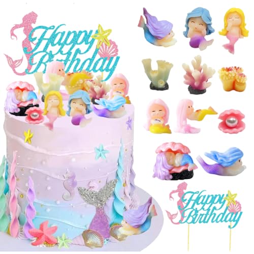 13 Stücke Meerjungfrau Kuchen dekorieren,Meerjungfrau Puppe Cake Topper,Ocean Theme Geburtstag Kuchen Topper Dekoration für Baby Shower Mädchen Kinder Geburtstag Party Decor von SIEBOLD