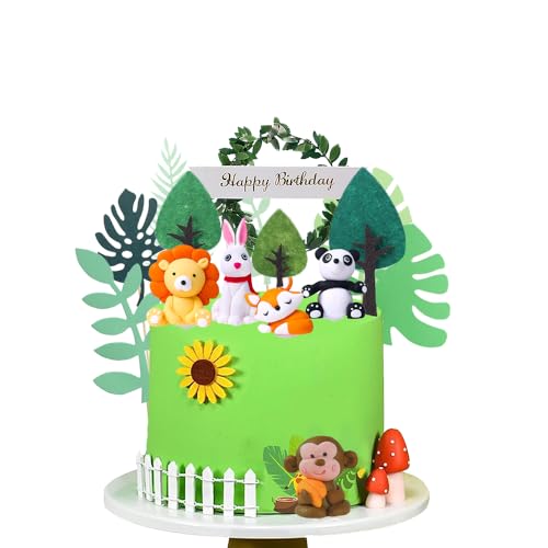 16 Pcs Tortendeko Waldtiere,Dschungel Tiere Tortendeko,Waldtiere kuchen deko,Dschungel Tiere Cake Toppers,für Jungen und Mädchen Dusche Kuchen Dekoration Dschungeltiere Geburtstag Party Dekorationen von SIEBOLD