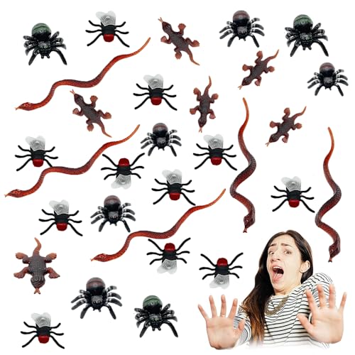 WANLIMA 100 Stück Realistische Bugs Kunststoff Fake Bug Trick Spielzeug,Realistic Schlange Toy,Gecko,Spinne,Realistische Insekt Spielzeug für Halloween Dekoration Geschenk Tease Streich Requisiten von SIEBOLD