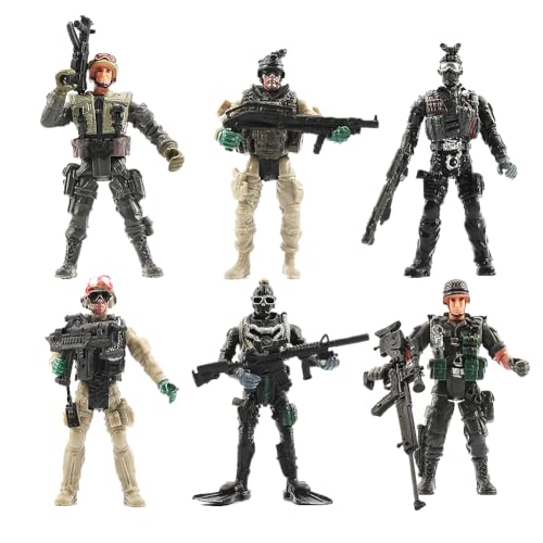 WANLIMA 6 Pcs Special Forces Army Figure Toy Movable Military Soldier Police Models with Joint and Weapons Parents Child Interaction Figures Toy for Children Role Play Gift von SIEBOLD