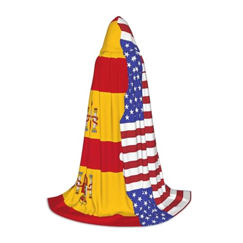 WANLON Amerikanische Spanien-Flagge Kapuzenumhang - Perfekt für Rollenspiele Kostüm Cosplay - Ideal für Weihnachten, Halloween, Ostern, Karnevalsparty von WANLON