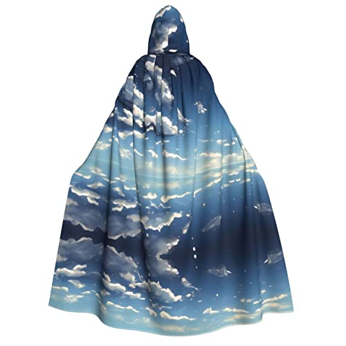 WANLON Blauer Himmel und weiße Wolken Kapuzenumhang - Erwachsenenkostüm für Damen und Herren - perfekt für Cosplay, Weihnachten, Halloween, Ostern, Karneval von WANLON