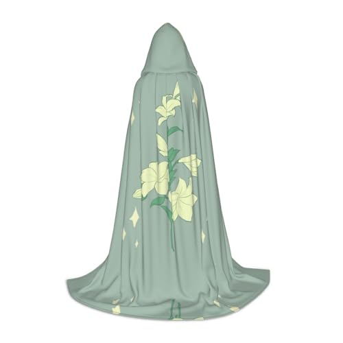 WANLON Cartoon White Lilies Hooded Cloak - Perfect for Role Play Costume Cosplay - Ideal for Christmas, Halloween, Easter, Carnival Party von WANLON