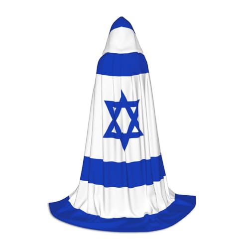 WANLON Kapuzenumhang mit Israelischer Flagge, perfekt für Rollenspiel-Kostüm, Cosplay, ideal für Weihnachten, Halloween, Ostern, Karnevalsparty von WANLON