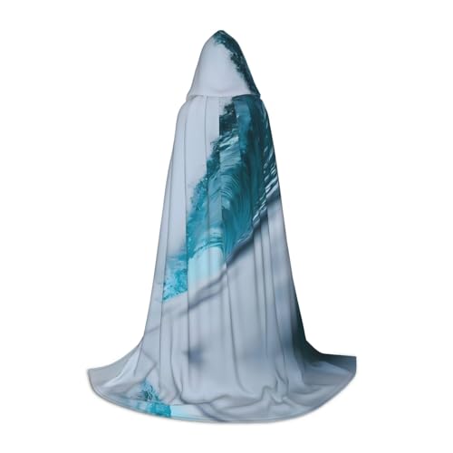 WANLON Ocean Green Wave Surf Hooded Cloak - Perfekt für Rollenspiele Kostüm Cosplay - Ideal für Weihnachten, Halloween, Ostern, Karneval Party von WANLON