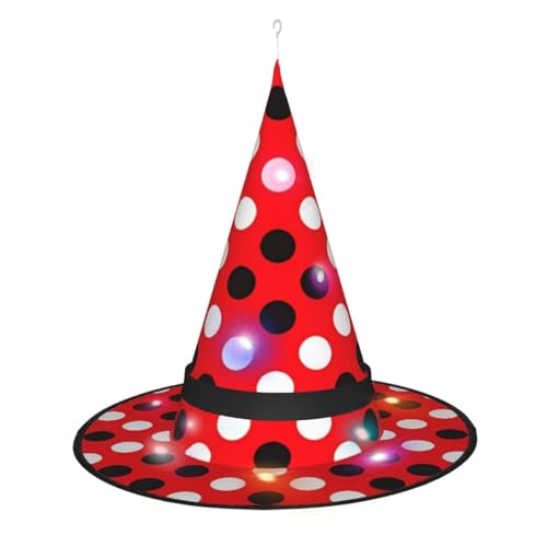 WANLON Rot Weiß Polka Dot Hexenhut Halloween Zubehör Party Maskerade Cosplay Kleid - Ideal für Karneval Erwachsene Weihnachten von WANLON