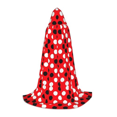 WANLON Rot Weiß Polka Dot Kapuzenumhang - Perfekt für Rollenspiele Kostüm Cosplay - Ideal für Weihnachten, Halloween, Ostern, Karneval Party von WANLON