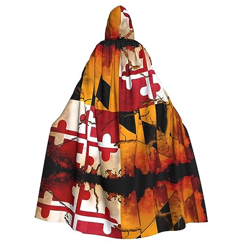 WANLON Vintage-Holzumhang mit Maryland-Flagge, Kapuzenumhang für Erwachsene, perfekt für Cosplay, Weihnachten, Maskerade, Halloween, Ostern, Karneval, Party von WANLON