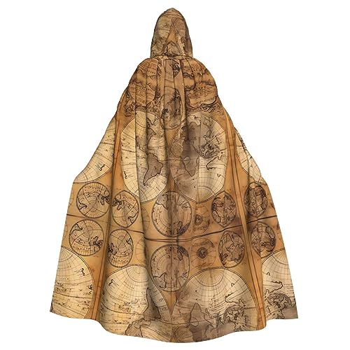 WANLON Vintage Old World Map Hooded Cloak for Adults - Perfect for Cosplay, Christmas, Maskerade, Halloween, Easter Carnival, Party von WANLON