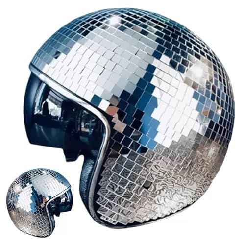 WANSHI Glitzer Helm Disco - Einzigartiger Disco Kugel Helm Mit Fantastischem Spiegelglas Design, Ideal FüR Disco, Party Und KostüMveranstaltungen. (Silber) von WANSHI