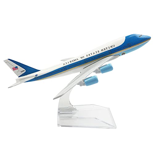 WANSUPYIN 2023 Maßstab 1/400 Legierung Simulation Air Force One 747 Flugzeugmodell Druckguss Flugzeug Luftfahrt Modell mit Display Ständer von WANSUPYIN