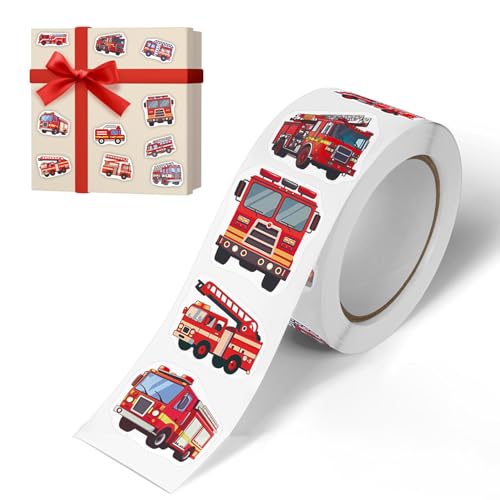 500 Stück Feuerwehrauto Aufkleberrolle Selbstklebend, Wasserfest Feuerwehr Sticker Deko, Cartoon Feuer Car Aufkleber für Kinder und Erwachsene, Geschenkpapier Feuerwehr für Gepäck Skateboard Laptop 500 Stück Feuerwehrauto Aufkleberrolle Selbstklebend, Wasserfest Feuerwehr Sticker Deko, Cartoon Feuer Car Aufkleber für Kinder und Erwachsene, Geschenkpapier Feuerwehr für Gepäck Skateboard Laptop von WANTUSHUI