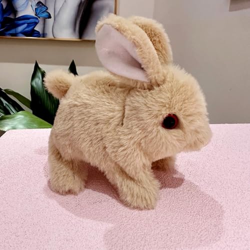 Bunby - My Realistic Bunny Toy, Realistic Interactive Bunny PlushToy -Jumping, Twitching, and Shaking Ears, Vitality Bliss Bunny Toy, Stuffed Bunny Rabbit with Sounds and Movements for Kids (Brown) von WANWEN