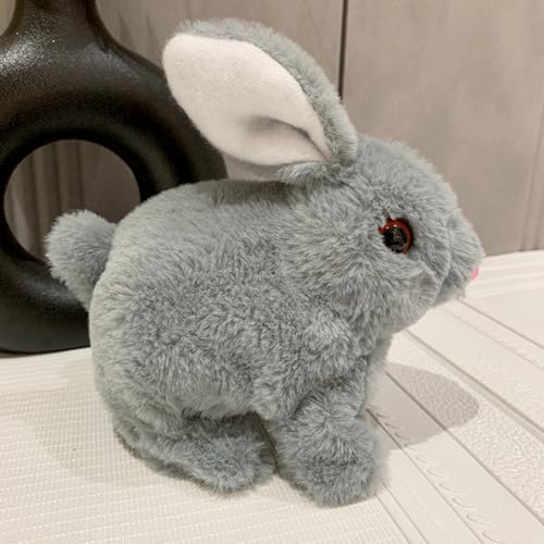 Bunby - My Realistic Bunny Toy, Realistic Interactive Bunny PlushToy -Jumping, Twitching, and Shaking Ears, Vitality Bliss Bunny Toy, Stuffed Bunny Rabbit with Sounds and Movements for Kids (Gray) von WANWEN