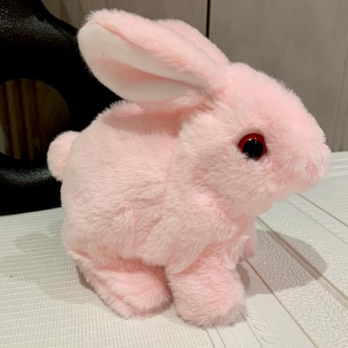 Bunby - My Realistic Bunny Toy, Realistic Interactive Bunny PlushToy -Jumping, Twitching, and Shaking Ears, Vitality Bliss Bunny Toy, Stuffed Bunny Rabbit with Sounds and Movements for Kids (Pink) von WANWEN