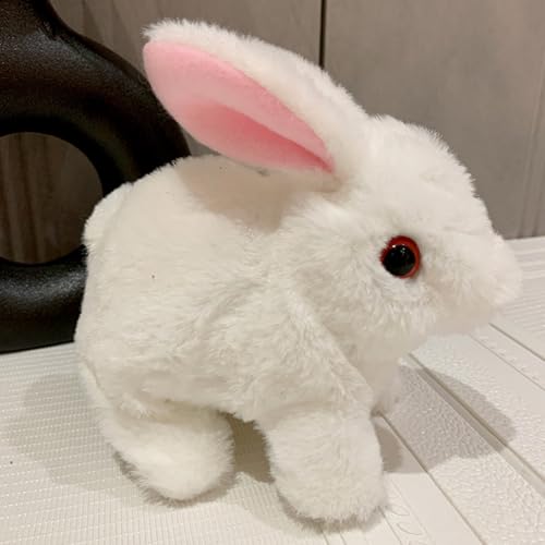 Bunby - My Realistic Bunny Toy, Realistic Interactive Bunny PlushToy -Jumping, Twitching, and Shaking Ears, Vitality Bliss Bunny Toy, Stuffed Bunny Rabbit with Sounds and Movements for Kids (White) von WANWEN