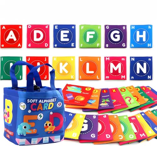 Early Childhood Enlightenment Book Letters Baby Soft Alphabet Cards Cloth Alphabet Tiles Soft Alphabet Flash Cards Alphabet Cloth Tiles for Toddlers Kids Boys Girls Over 0 Years, Washable von WANWEN