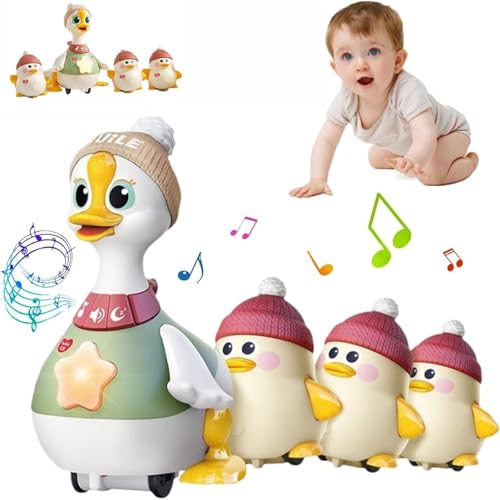 Tummy Time Duck Family Toy, Walking Duck with Baby Ducks, Light up Crawling Toys, Tummy Time Duck Toy for 6-12 Months Toddlers Boy Girl, for 1 Year Old Learning to Walk von WANWEN