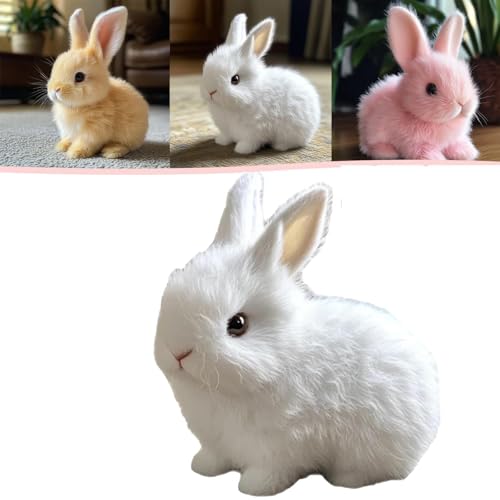 WANWEN My Realistic Bunny Toy, Realistic Interactive Bunny PlushToy -Jumping, Twitching, and Shaking Ears, Stuffed Bunny Rabbit with Sounds and Movements, Easter Gifts for Kids (White) von WANWEN