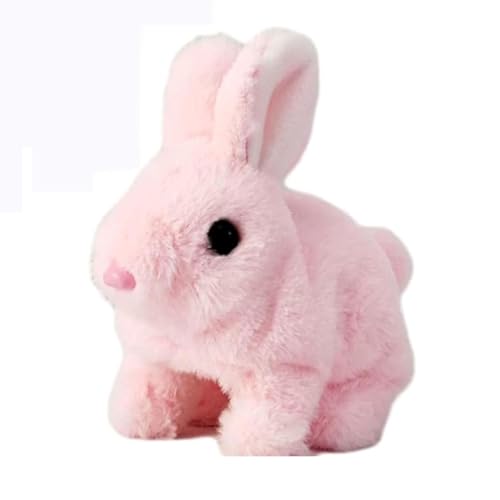 WANWEN My Realistic Bunny Toy, Realistic Interactive Bunny PlushToy -Jumping, Twitching, and Shaking Ears, Stuffed Bunny Rabbit with Sounds and Movements, Easter Gifts for Kids (pink) von WANWEN