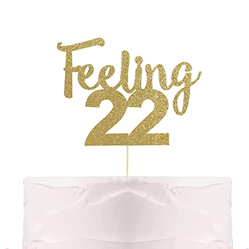 Feeling 22 Cake Topper Dekoration - 22 Years Old Gold Glitter Cake Topper, Chengbei Geburtstag Kuchen Dekoration, TSwift Geburtstag Dekoration Geburtstag Foto Requisiten von WAOUH