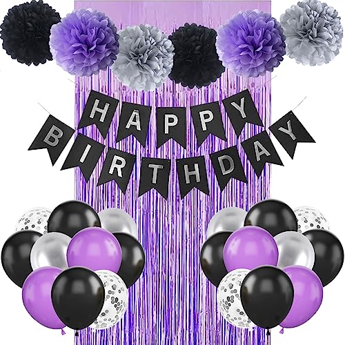 Happy Birthday Party Dekorationen Schwarz Lila und Silber Banner Ballon Dekoration Zubehör für Frauen Männer Jungen Mädchen 20th 30th 40th 50th 60th 70th Birthday Happy Birthday Party Dekorationen Schwarz Lila und Silber Banner Ballon Dekoration Zubehör für Frauen Männer Jungen Mädchen 20th 30th 40th 50th 60th 70th Birthday von WARRENSON