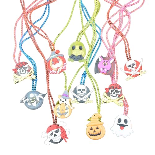 WASTEBIN Halloween Partyzubehör Leuchtende Halsketten Set Mit 12 Leuchtenden Halsketten Festlicher Schmuck Für Kinder Feiertags Goodie Bag Füller von WASTEBIN