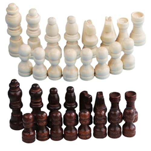 WATERBELINE 32 Stück Holz Schachfiguren Schachfiguren Turnier Schachfiguren Aus Holz Handgeschnitzte Figur Tragbare Schachfiguren Aus Holz Handgeschnitzte Figur von WATERBELINE