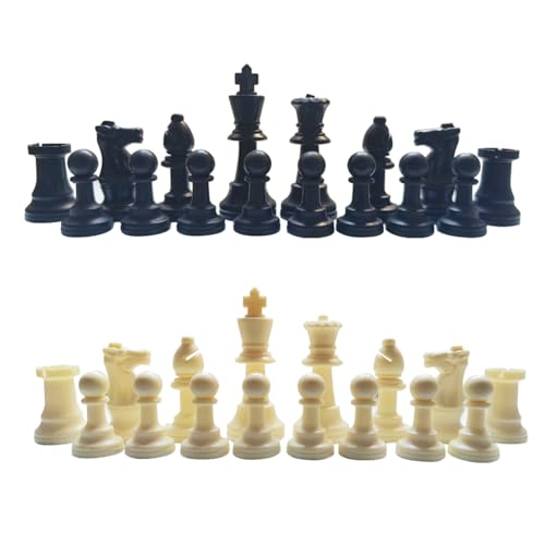 WATERBELINE 32 Stück Kunststoff Schachfiguren Schachspiel Bauern Figuren Figuren Turnier Schachfiguren Schachbrett Zubehör Kunststoff Schachfiguren Set Brettspiel Anfänger Schach von WATERBELINE