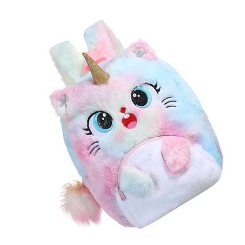 WATERBELINE Big Eyes Plüsch Rucksack Für Kinder Cartoon Schultasche Bunte Färbeschultern Tasche Für Mädchen Geschenk Vorschule Täglicher Gebrauch Cartoon Rucksack von WATERBELINE