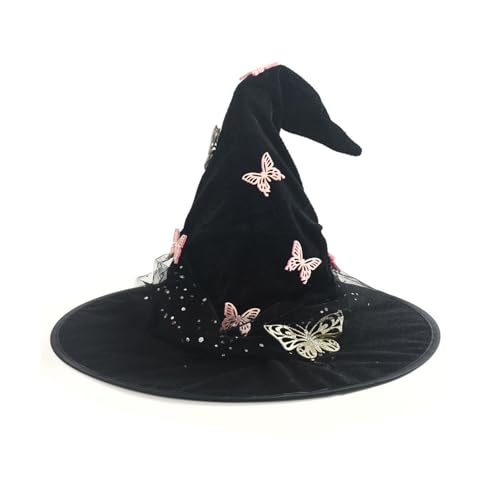 WATERBELINE Hexenhut, Schmetterlingshut, verstellbarer Hexenhut, langlebig, Partyhut, bequemer Hut, Halloween-Kostüm-Zubehör WATERBELINE Hexenhut, Schmetterlingshut, verstellbarer Hexenhut, langlebig, Partyhut, bequemer Hut, Halloween-Kostüm-Zubehör von WATERBELINE