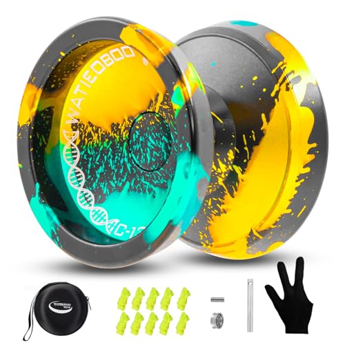 WATIEOBOO YOYO Responsive Yoyo Professional, C130 Fingerspin-Jo für Kinder, Erwachsene, Anfänger, Metall, nicht reagierend, Yoyos für Erwachsene, fortgeschrittene Spieler mit Jojo-Saiten, Schwarz, von WATIEOBOO