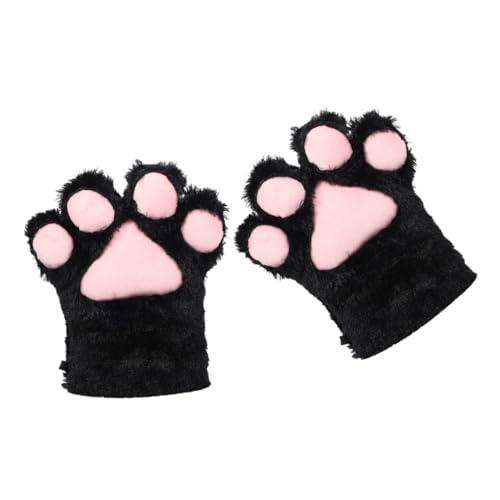 WATIIFUFU 1 Paar Bärenklauenhandschuhe der Regen Katzenkrallenhandschuhe Katzensocken kinder winterhandschuhe kuschelhandschuhe Haustier Plüschhandschuhe Cosplay Katzenpfotenhandschuhe Black von WATIIFUFU