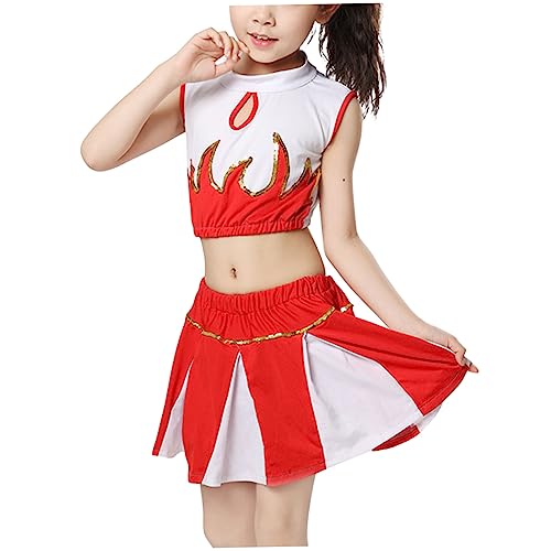 WATIIFUFU 1 Satz Cheerleader-Uniform Cheerleader Uniform für Kinder Cheerleader-Halloween-Kostüm Kostüme für Mädchen Mädchen-Outfit kleidung Performance-Kostüm Tanzkostüm rot von WATIIFUFU