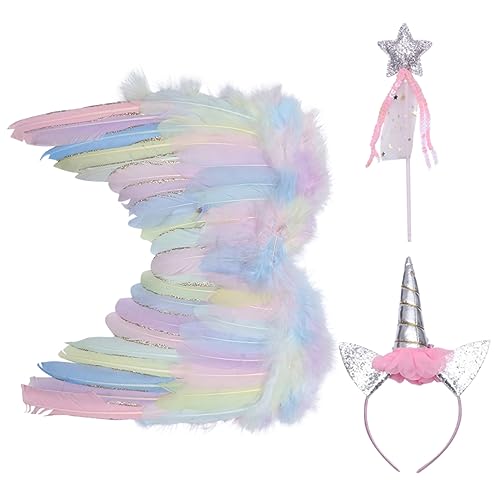 WATIIFUFU 1 Satz Einhorn Verkleiden Sich Für Kinder Kinderkostüme Flügel-kopfschmuck-kostüm Spielzeugkostüme Kostüme Für Kleine Mädchen Engel Kostüme Für Kinder Partykostüm Colorful Feder von WATIIFUFU