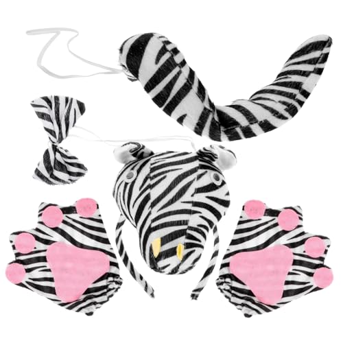 WATIIFUFU 1 Satz Halloween-zebra-stirnband Zebraschwanz Zebra-kostümzubehör Zebra-ohr-stirnband Zebra-stirnbänder Für Frauen Zebra-accessoires Für Damen Tierkostüm Für Erwachsene Stoff von WATIIFUFU