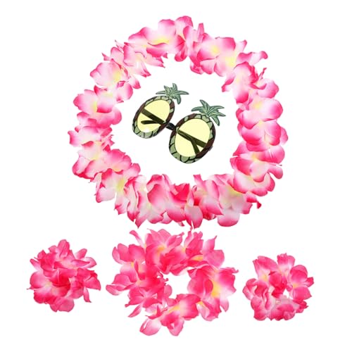 WATIIFUFU 1 Satz Hawaiianische Lei hawaiketten hawaij Verkleidung partyhüte pinöppel Choker-Halsketten Kopftuch Stirnbänder Stirnband Hawaii-Sonnenbrille Luau-Partydekoration Blumenarmband von WATIIFUFU