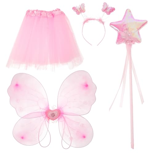 WATIIFUFU 1 Satz Schmetterlingsflügel vierteiliges Set Performance-Flügel für Kinder Kostüm Kinder Fee halloweenkostüme für kinder halloween kleider für kinder Performance-Kleid Partyzubehör von WATIIFUFU