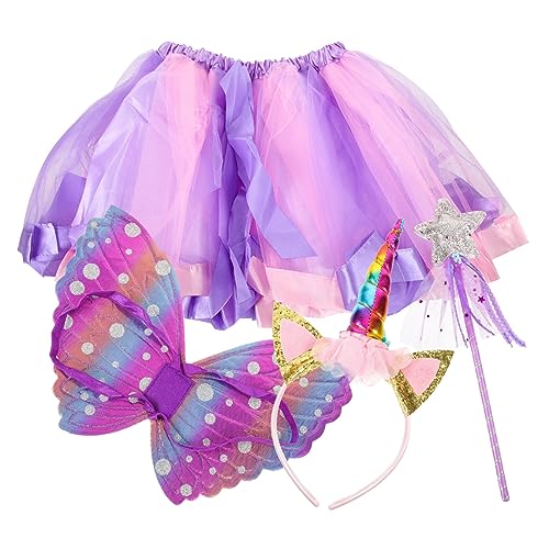 WATIIFUFU 1 Satz feeflügeln verkleidung kinder festival outfit karnevalskleidung Kinder Verkleidung Set Kinderanzüge Kleid für Mädchen Flügel Kostüm Zauberstäbe Kostüm Flügel Tuch von WATIIFUFU