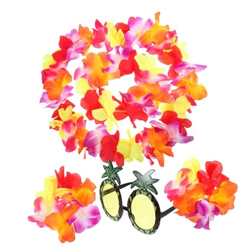 WATIIFUFU 1 Set Hawaii Lei Kopftuch Make Up Stirnband Kopfbänder Halsband Halsketten Hawaii Kranz Luau Partyzubehör Hawaii Girlande Hawaii Stil Sonnenbrille Ananas Brillentuch von WATIIFUFU