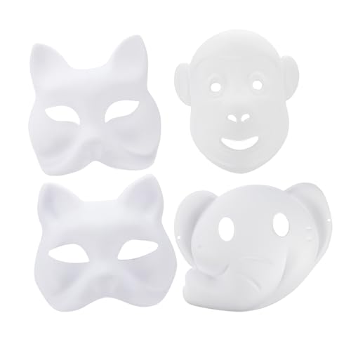 WATIIFUFU 12st Leere Maske Venezianische Maske Halloween-masken Kostüm Diy Volles Gesicht Lackierbar Leer Handbemalt Diy Tier Party-cosplay-masken Japanische Halbmaske Outfit Papier Weiß von WATIIFUFU