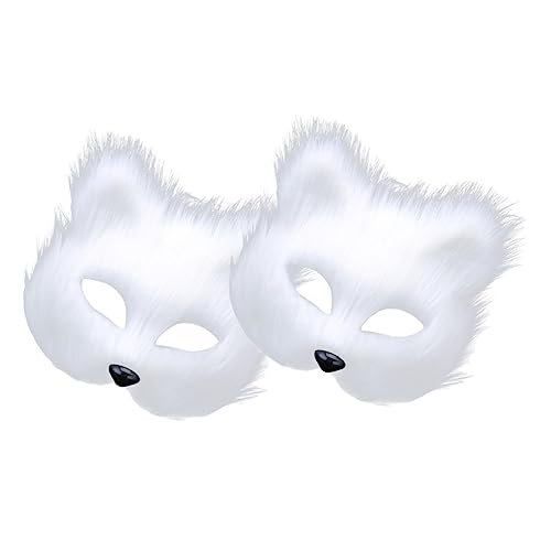 WATIIFUFU 2St Party-Maske Karnevalsmaske Wolf-Cosplay Katze Cosplay-Maske Maskerade Fuchs halloween masken halloweenmaske halloween deko Halloween-Fuchsmaske Plüschfuchsmasken Plastik Weiß von WATIIFUFU