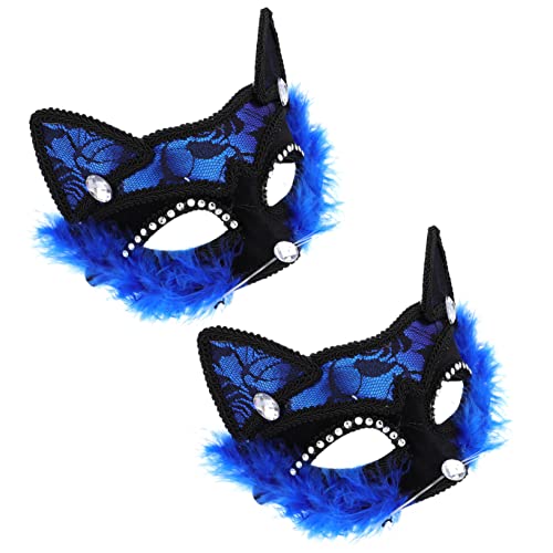 WATIIFUFU 2St katze gesichtsmaske venezianisches Kostüm Masken venezianische Maskerade Augenabdeckung halloween maske halloween-maske Gesichtsdekorationen Auge Requisiten Strass Blue von WATIIFUFU